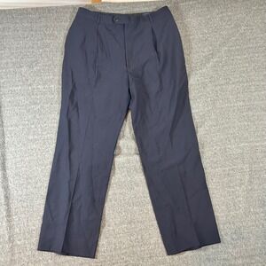 Vintage Mens Navy Pleated Dress Pants Size 46 Fits 36x28 Tailored Fit 70s/80s